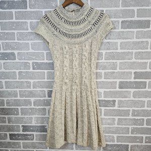 Free People Sweater Dress Womens Small Petite Gray Wool Blend Nordic Nights Knit